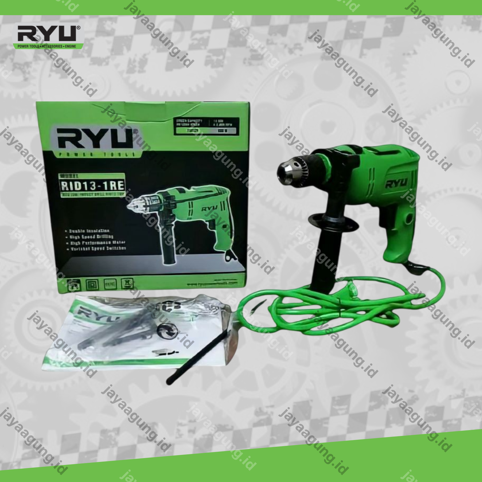 Gambar IMPACT DRILL RYU RID 13-1RE-PR01 W/ACCESSORIES ke-2
